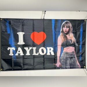 I Love Taylor Swift Banner Tapestry (polyester) 5x3Ft. With 4 Grommets
